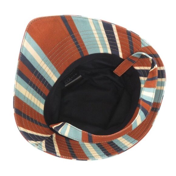 Prada Triangle Logo Stripe Size XL Cotton Multicolor Bucket Hat 1378 main image 8